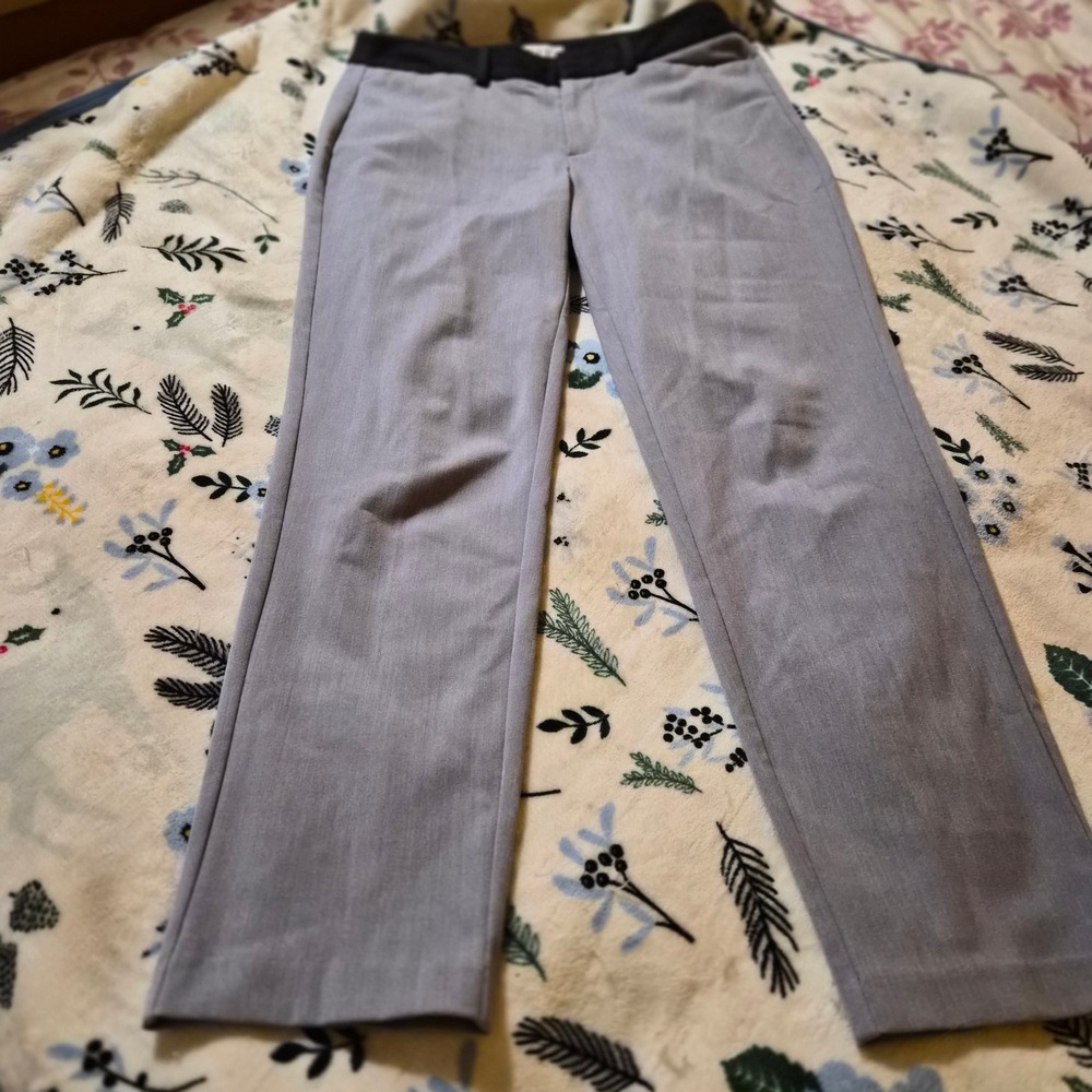 Elle Womens Light Gray Dress Pants Charcoal Waistband 4 Slim Straight Normcore